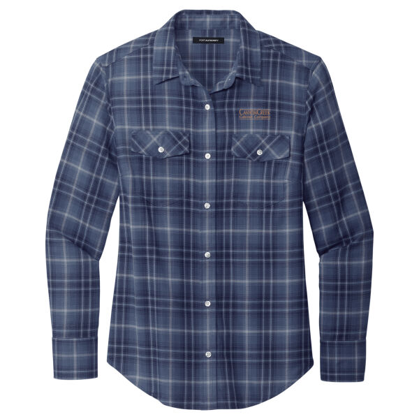   - Ladies Long Sleeve Ombre Plaid Shirt Thumbnail